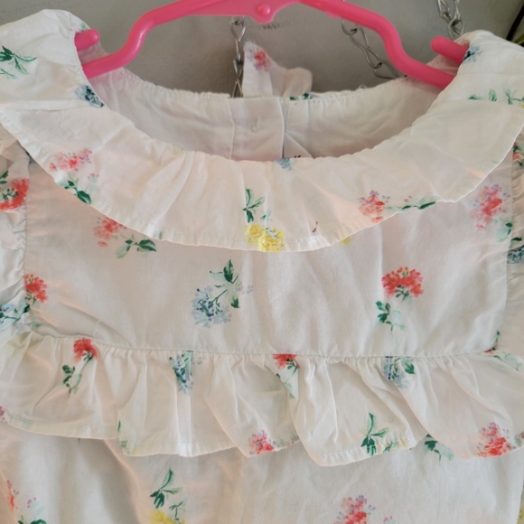 Jack & Janie Girl's Ditsy Floral Puff Sleeve Spring Poplin White Top 6 - Picture 4 of 11